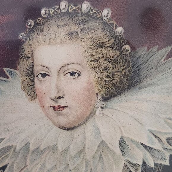 Hard to find Antique Oval Framed Portrait Of Anne Maria of Austria With Ornate B - Picture 3 of 9